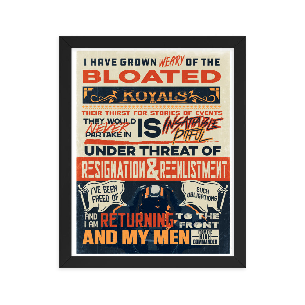 Grown Weary High Commander Framed Art Print