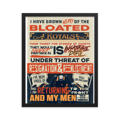 Grown Weary High Commander Framed Art Print